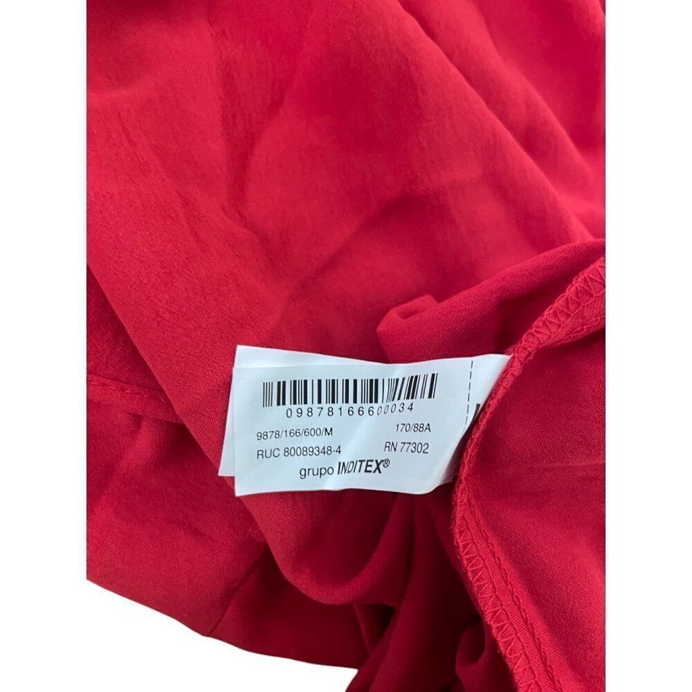 Zara Women Midi Dress M Red Sleeveless Cut Out Sexy Gold Ring 9878/166 NWT - Picture 9 of 12